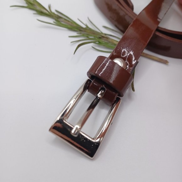 🍀3 for $15 - Burgundy Patent Faux Leather Belt - Picture 2 of 7